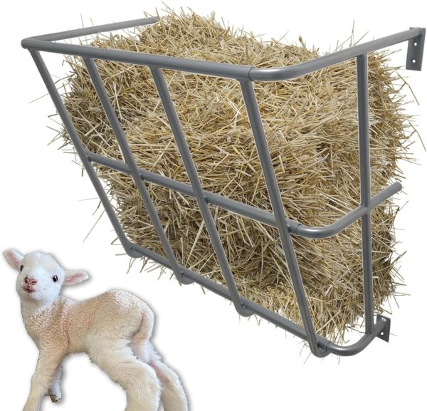 Hay Feeder Goat, 20 Gallon Multiple Sided Goat Hay Rack, Heavy Duty Iron Wall Hay Rack for Sheep, Horses, Effortless Installation in Farm, Yield-8