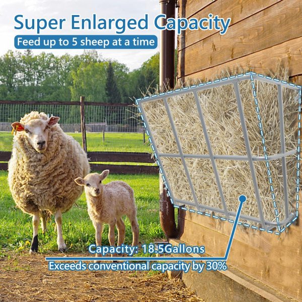 Hay Feeder Goat, 20 Gallon Multiple Sided Goat Hay Rack, Heavy Duty Iron Wall Hay Rack for Sheep, Horses, Effortless Installation in Farm, Yield-4
