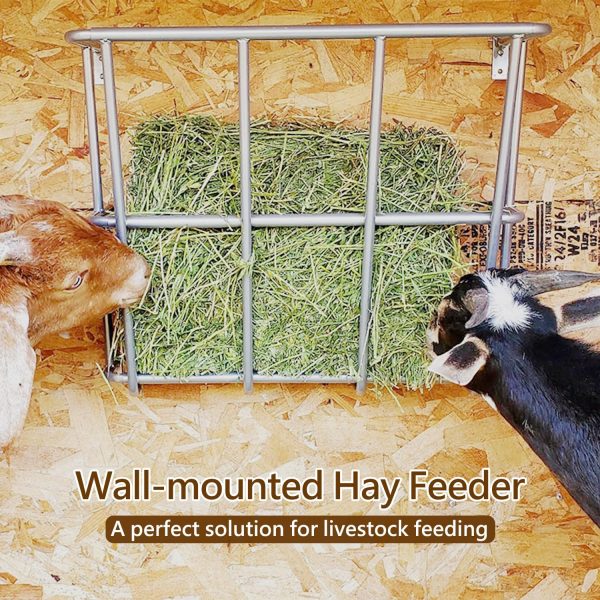 Hay Feeder Goat, 20 Gallon Multiple Sided Goat Hay Rack, Heavy Duty Iron Wall Hay Rack for Sheep, Horses, Effortless Installation in Farm, Yield-2